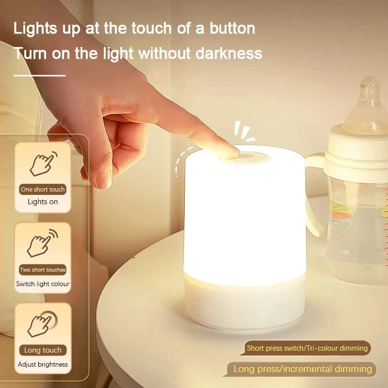 3 Modes Touch Night Lamp Dimming Bedroom Bedside Lamp USB Charging Night Light Ambient Light Soft Light Table Lamp For Kids Gift 3 Modes Touch Night Lamp Dimming Bedroom Bedside Lamp USB Charging Night Light Ambient Light Soft Light Table Lamp For Kids Gift