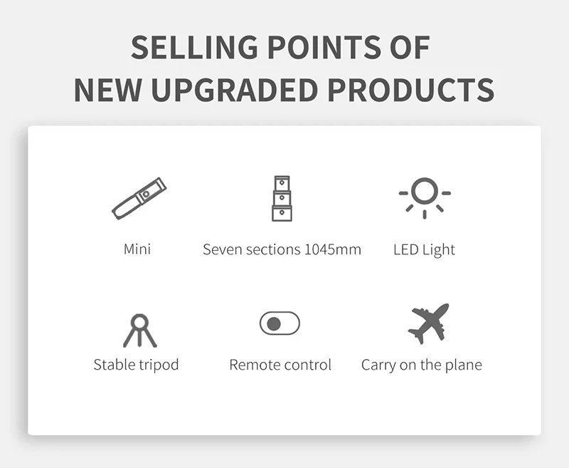 Selfie Stick 1045mm With Wireless Bluetooth LED Fill Light Extended Tripod With Remote Shutter For Android IOS Cellphone