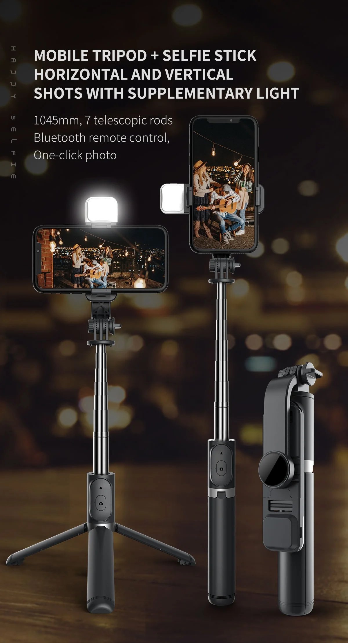 Q02S Bluetooth Wireless Selfie Stick 145cm Mini Tripod Extendable Monopod with fill light Remote shutter For Ios Android phone Q02S Bluetooth Wireless Selfie Stick 145cm Mini Tripod Extendable Monopod with fill light Remote shutter For Ios Android phone
