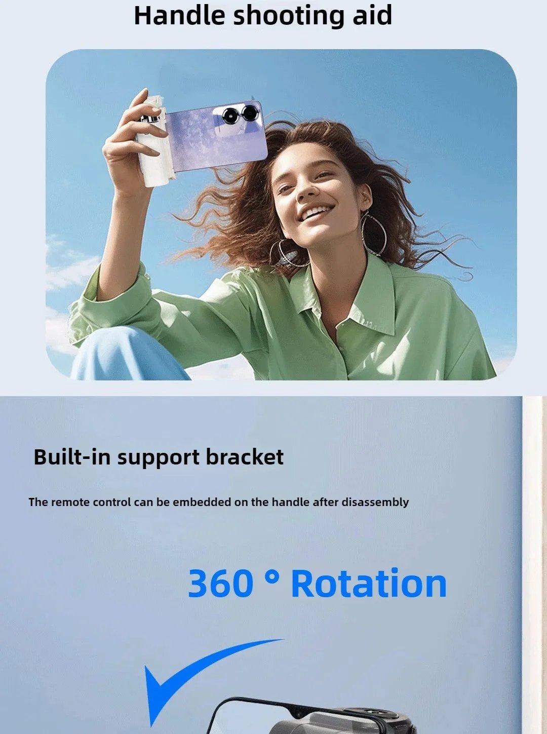 Universal Mini Selfie Stick Portable Phone Holder Shooting Aid Versatile Integrated Design Bluetooth Remote For Live Broadcas