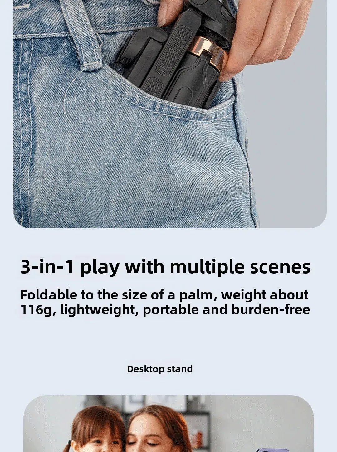 Universal Mini Selfie Stick Portable Phone Holder Shooting Aid Versatile Integrated Design Bluetooth Remote For Live Broadcas