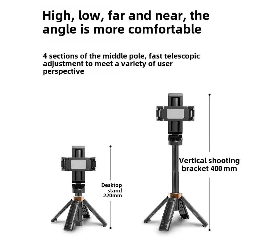 Universal Mini Selfie Stick Portable Phone Holder Shooting Aid Versatile Integrated Design Bluetooth Remote For Live Broadcas