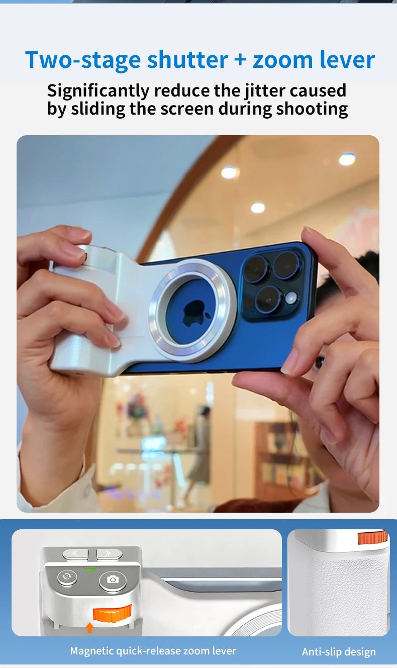 PH-80 Magnetic Camera Grip with Remote Shutter Fill Light Remote Control Handle Universal for Phones