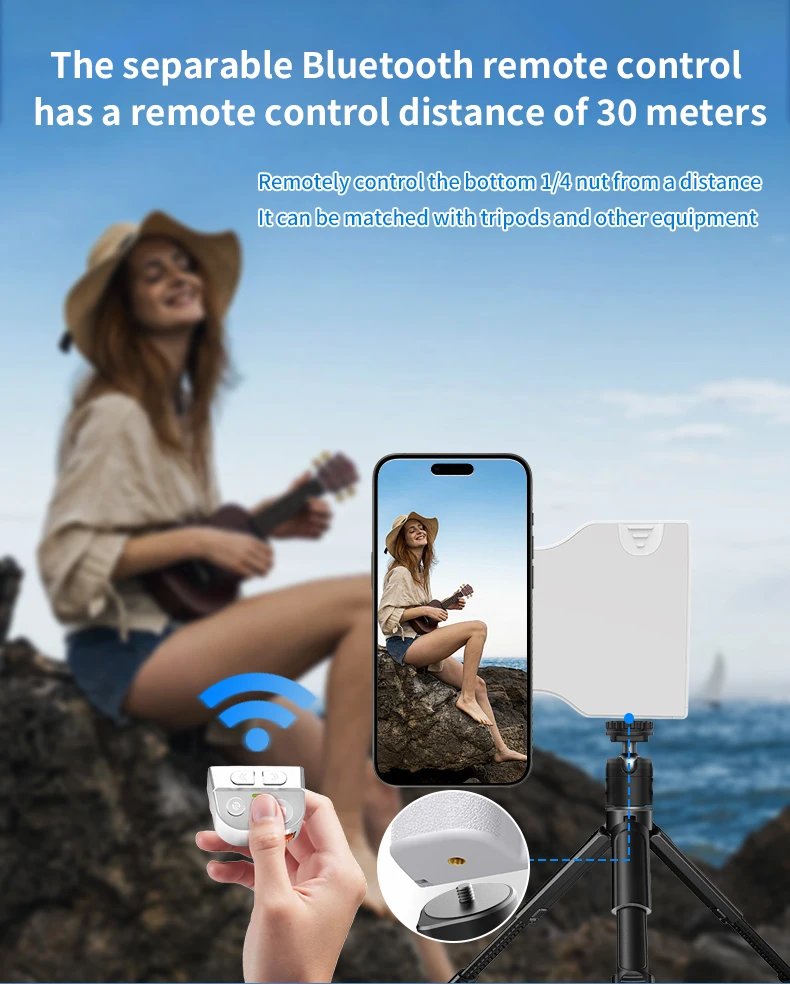 PH-80 Magnetic Camera Grip with Remote Shutter Fill Light Remote Control Handle Universal for Phones