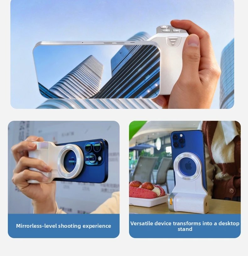 PH-80 Magnetic Camera Grip with Remote Shutter Fill Light Remote Control Handle Universal for Phones