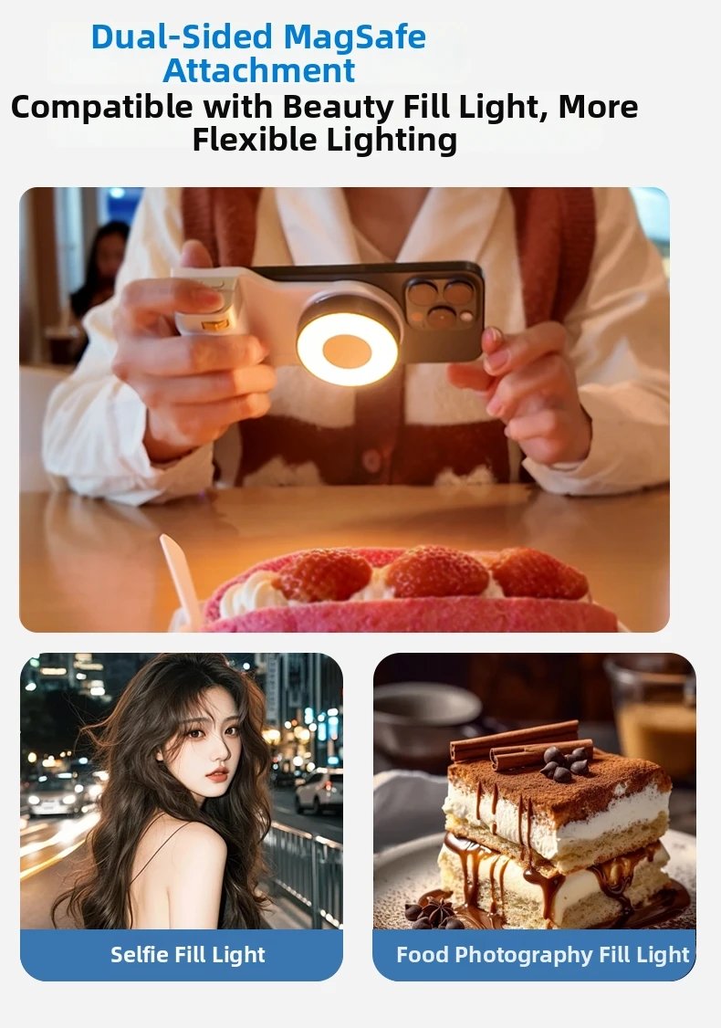 PH-80 Magnetic Camera Grip with Remote Shutter Fill Light Remote Control Handle Universal for Phones