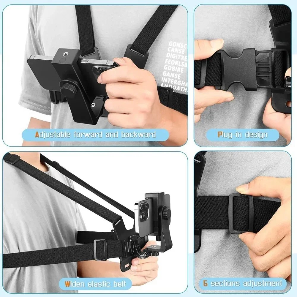 Hands Free Adjustable Chest Strap Stand Universal Harness Strap Stabilizer Selfie Stick Monopod for IPhone GoPro Go Pro Tripod