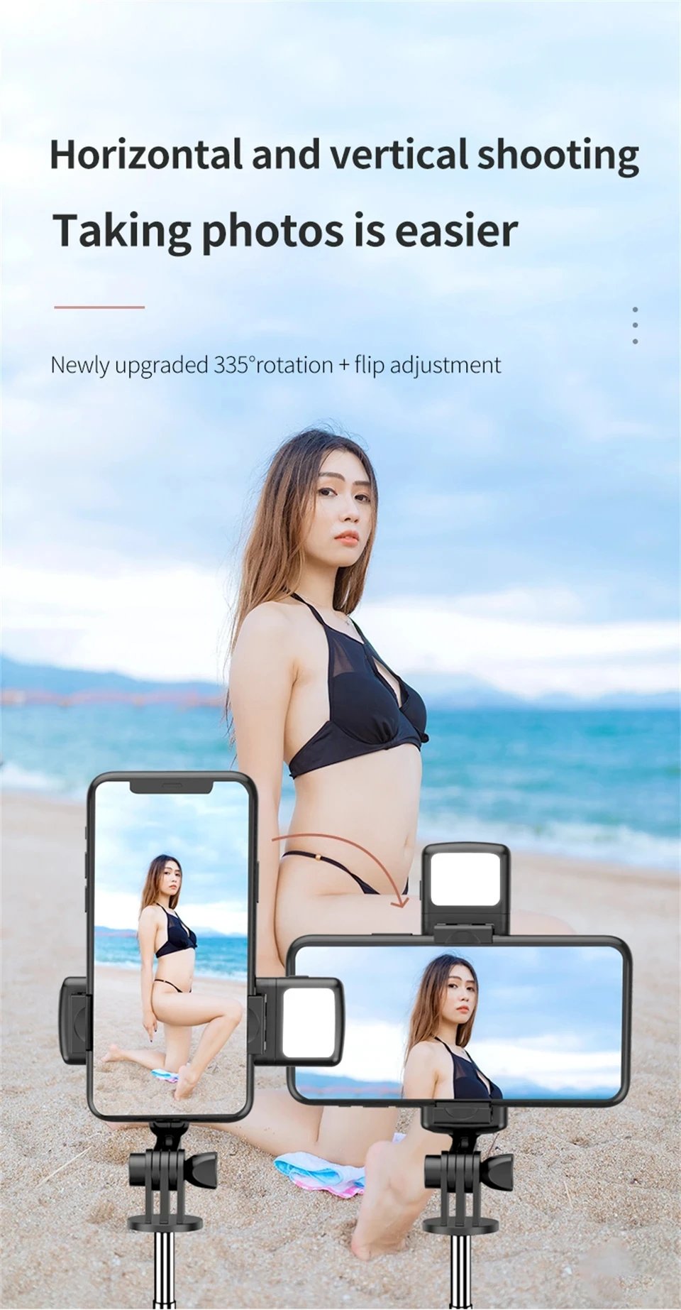 Bluetooth Selfie Stick Tripod Desktop Stand, Phone Holder, Wireless Remote Shutter, for iPhone Android, Option with Fill Light Bluetooth Selfie Stick Tripod Desktop Stand, Phone Holder, Wireless Remote Shutter, for iPhone Android, Option with Fill Light