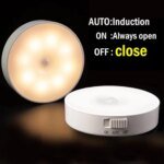 LED Motion Sensor Light USB Mini Night Lights Round Chargeable Lamp For Bedroom Kitchen Stair Hallway Wardrobe Lighting Cupboard - Image 5