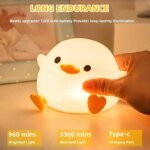 LED Night Light Cute Duck Cartoon Animals Silicone Lamp for Children Kid Touch Sensor Timing USB Rechargeable for Birthday Gifts - Image 5