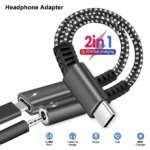 1pcs 2pcs USB Type C to 3.5mm Headphone and Charger Adapter 2-in-1 USB C to AUX Audio Jack Dongle Charger Cable For Fast Samsung
