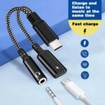 1pcs 2pcs USB Type C to 3.5mm Headphone and Charger Adapter 2-in-1 USB C to AUX Audio Jack Dongle Charger Cable For Fast Samsung - Image 5