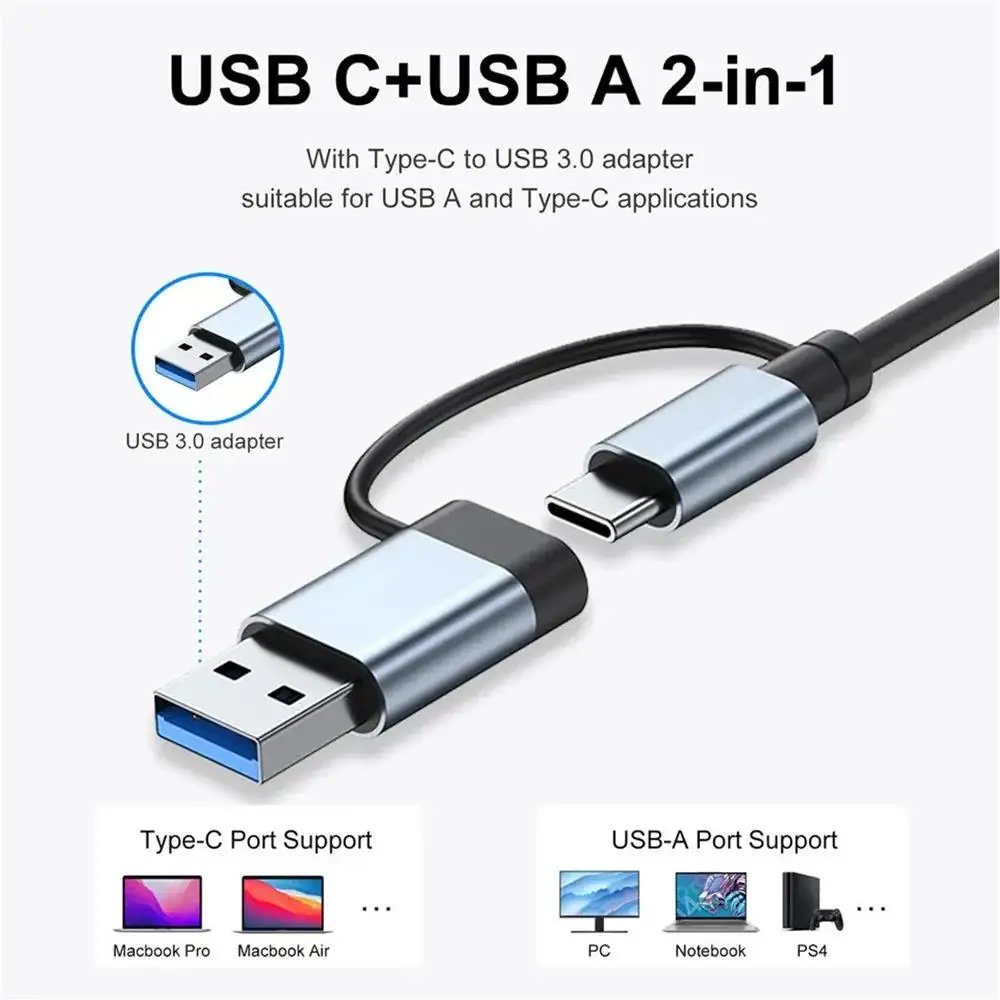 8-in-1 USB Expander HUB USB Distributor with 2 USB 3.0, 2 USB 2.0, And 1 USB C Ports, TF/SD Card Suitable For Laptops PC Macbook 8-in-1 USB Expander HUB USB Distributor with 2 USB 3.0, 2 USB 2.0, And 1 USB C Ports, TF/SD Card Suitable For Laptops PC Macbook