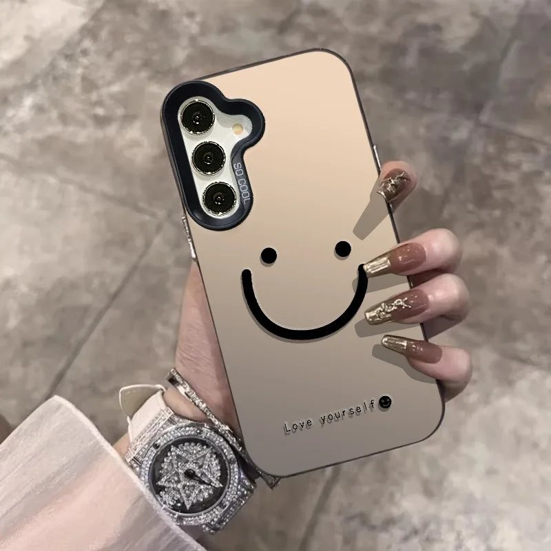 Galaxy S25 S24 S23 Ultra S22 Plus S21 FE Case Color Silver Smile Cheeks Cover For A56 A55 A54 A53 A36 A25 A24 Funda