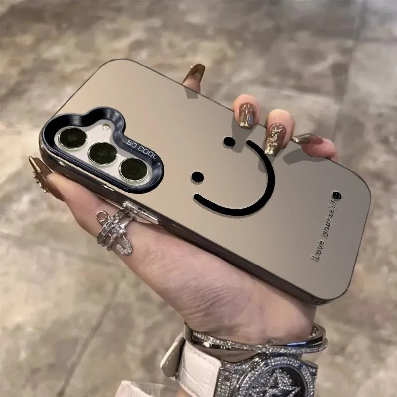Galaxy S25 S24 S23 Ultra S22 Plus S21 FE Case Color Silver Smile Cheeks Cover For A56 A55 A54 A53 A36 A25 A24 Funda