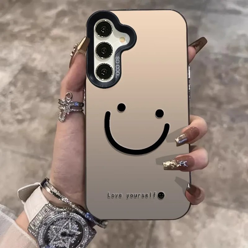Galaxy S25 S24 S23 Ultra S22 Plus S21 FE Case Color Silver Smile Cheeks Cover For A56 A55 A54 A53 A36 A25 A24 Funda