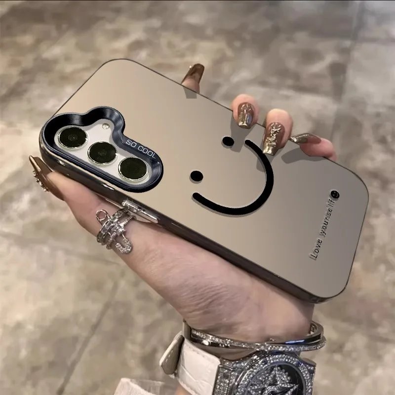 Galaxy S25 S24 S23 Ultra S22 Plus S21 FE Case Color Silver Smile Cheeks Cover For A56 A55 A54 A53 A36 A25 A24 Funda