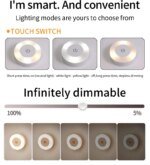 Wireless Led Book Light 6cm Rechargeable Wall Lamp with Touch Switch Night Light 3-Colors Dimmable Portable for Bedroom Reading - Image 3