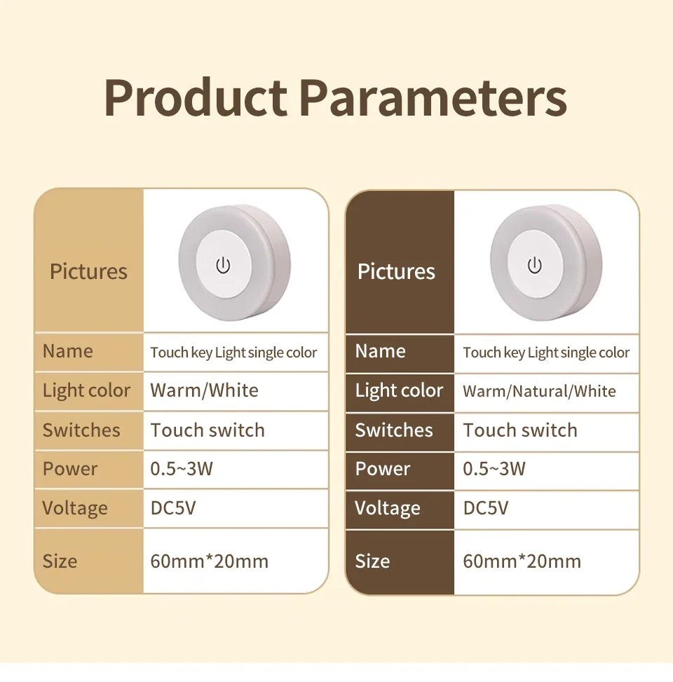 Wireless Led Book Light 6cm Rechargeable Wall Lamp with Touch Switch Night Light 3-Colors Dimmable Portable for Bedroom Reading