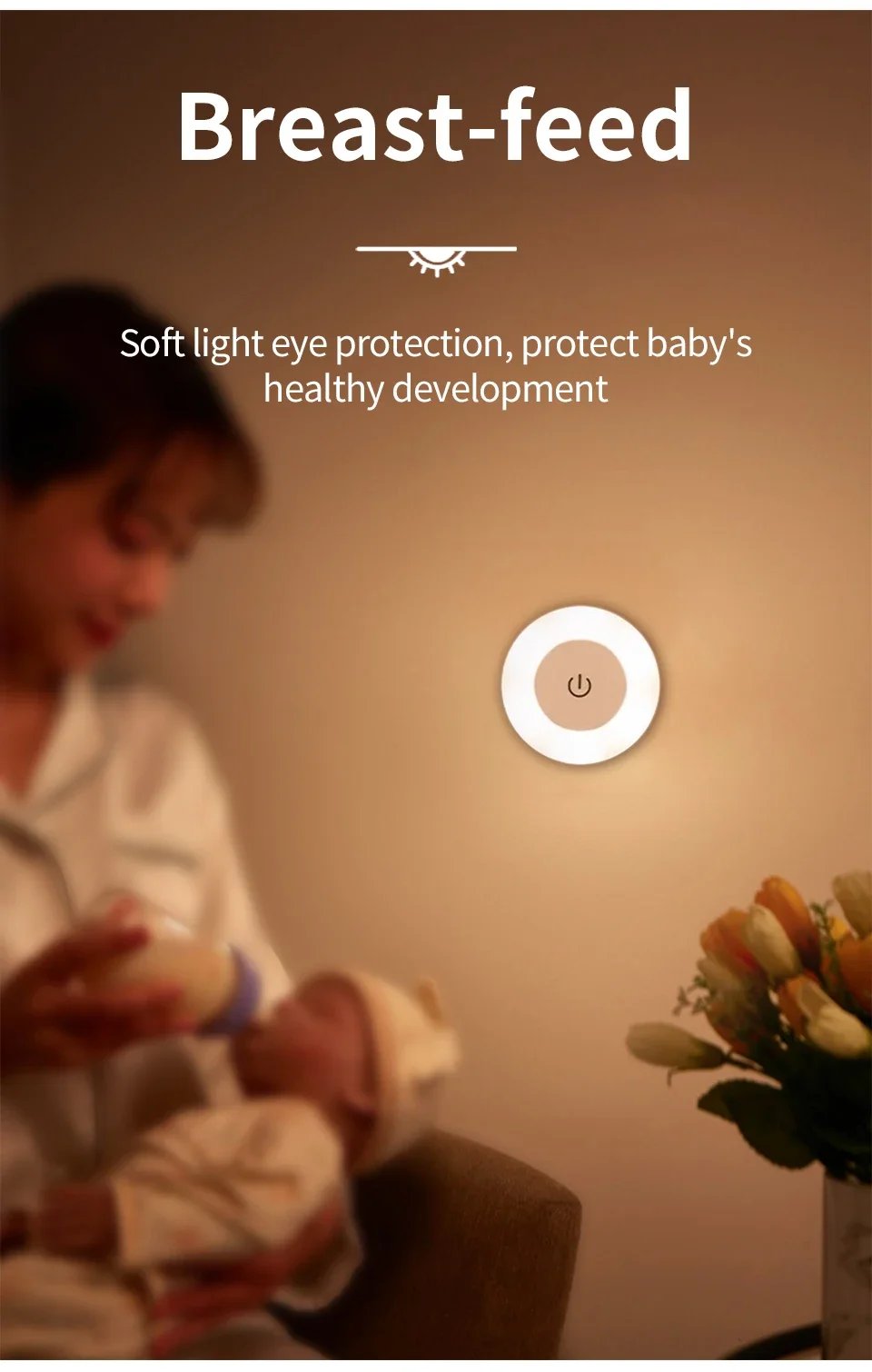 Wireless Led Book Light 6cm Rechargeable Wall Lamp with Touch Switch Night Light 3-Colors Dimmable Portable for Bedroom Reading