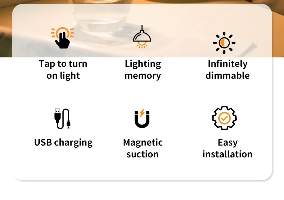 Wireless Led Book Light 6cm Rechargeable Wall Lamp with Touch Switch Night Light 3-Colors Dimmable Portable for Bedroom Reading