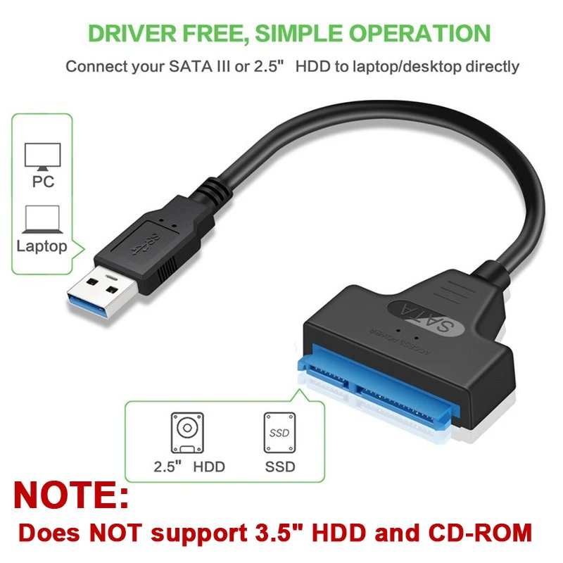 Up to 6 Gbps Sata to Usb 3.0 Adapter for 2.5 Inch Laptop Accessories External HDD SSD Hard Drive 22 Pin Cable Computer Cables Up to 6 Gbps Sata to Usb 3.0 Adapter for 2.5 Inch Laptop Accessories External HDD SSD Hard Drive 22 Pin Cable Computer Cables