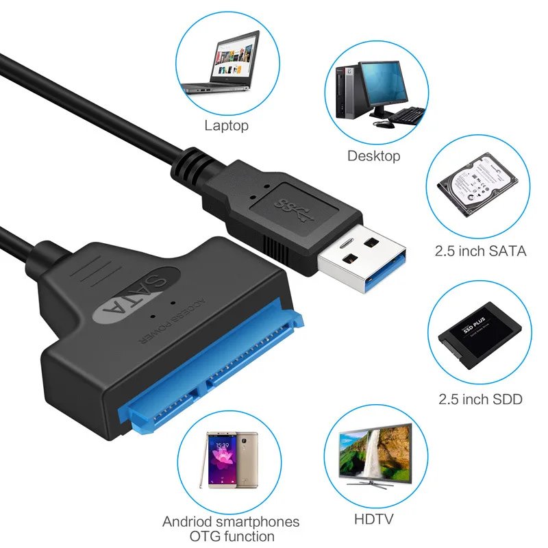 Up to 6 Gbps Sata to Usb 3.0 Adapter for 2.5 Inch Laptop Accessories External HDD SSD Hard Drive 22 Pin Cable Computer Cables Up to 6 Gbps Sata to Usb 3.0 Adapter for 2.5 Inch Laptop Accessories External HDD SSD Hard Drive 22 Pin Cable Computer Cables