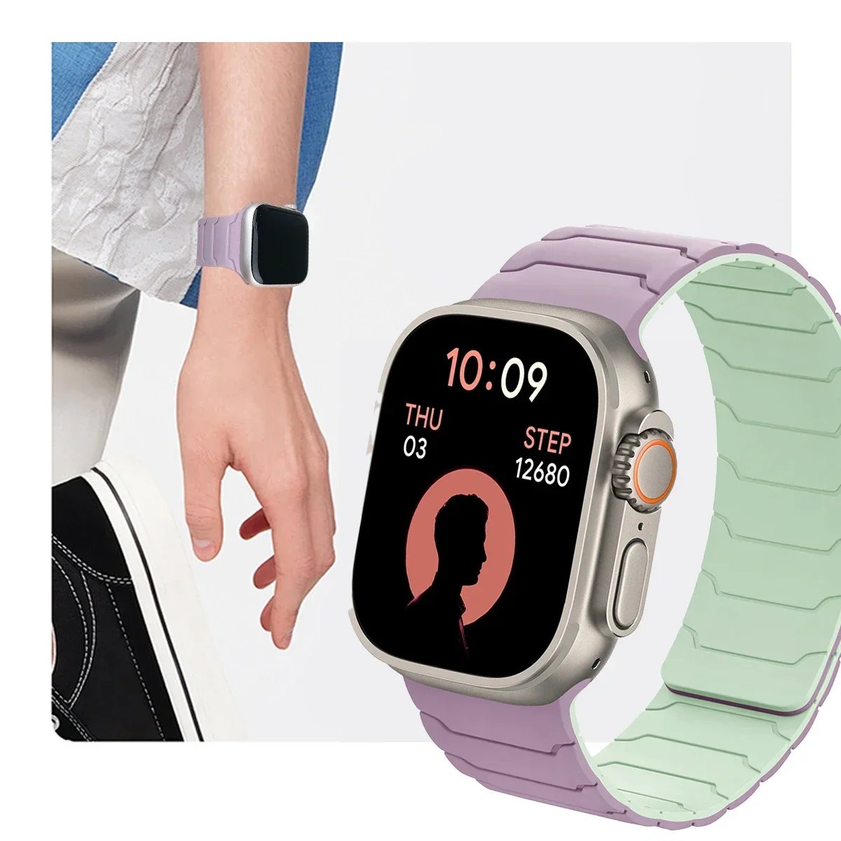 Magnetic Band for Apple Watch Band Ultra 2 49mm 46mm 44mm 41mm 45mm 42mm Silicone Bracelet iwatch Series 10 9 8 7 6 5 4 SE Strap