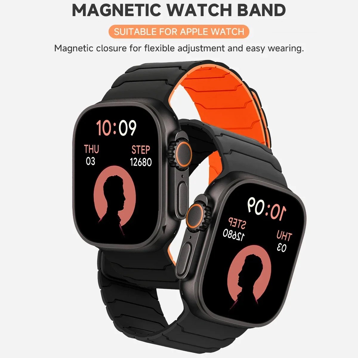 Magnetic Band for Apple Watch Band Ultra 2 49mm 46mm 44mm 41mm 45mm 42mm Silicone Bracelet iwatch Series 10 9 8 7 6 5 4 SE Strap