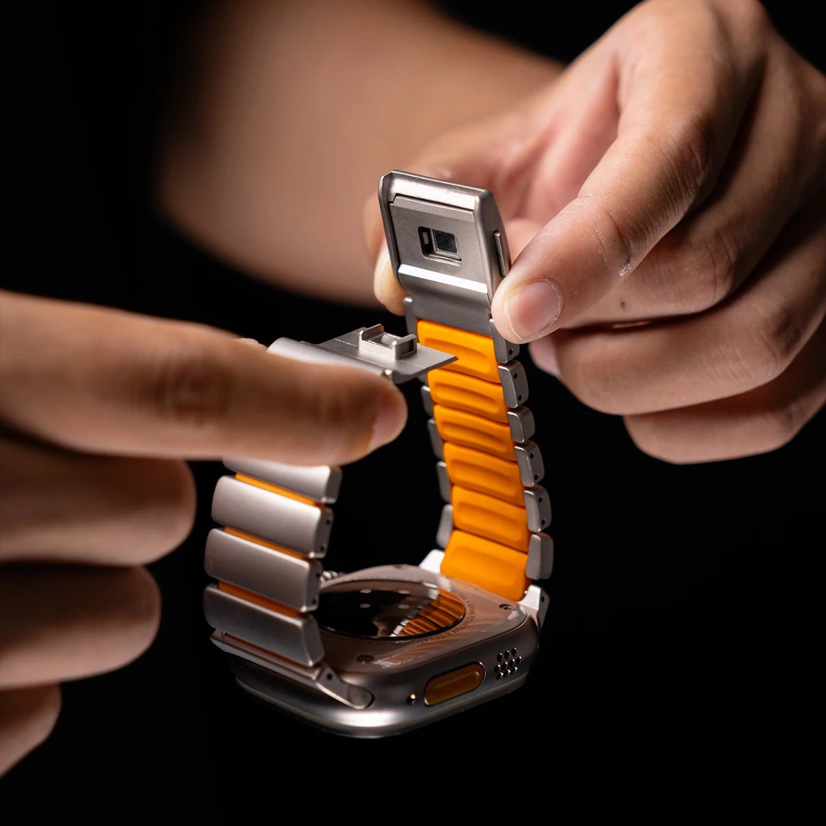 Titanium Band for Apple Watch Ultra 2025 49mm Series 11 10 46mm 45 44mm Rubber Watchband Luxury Magnetic Strap Iwatch 9 8 6 SE