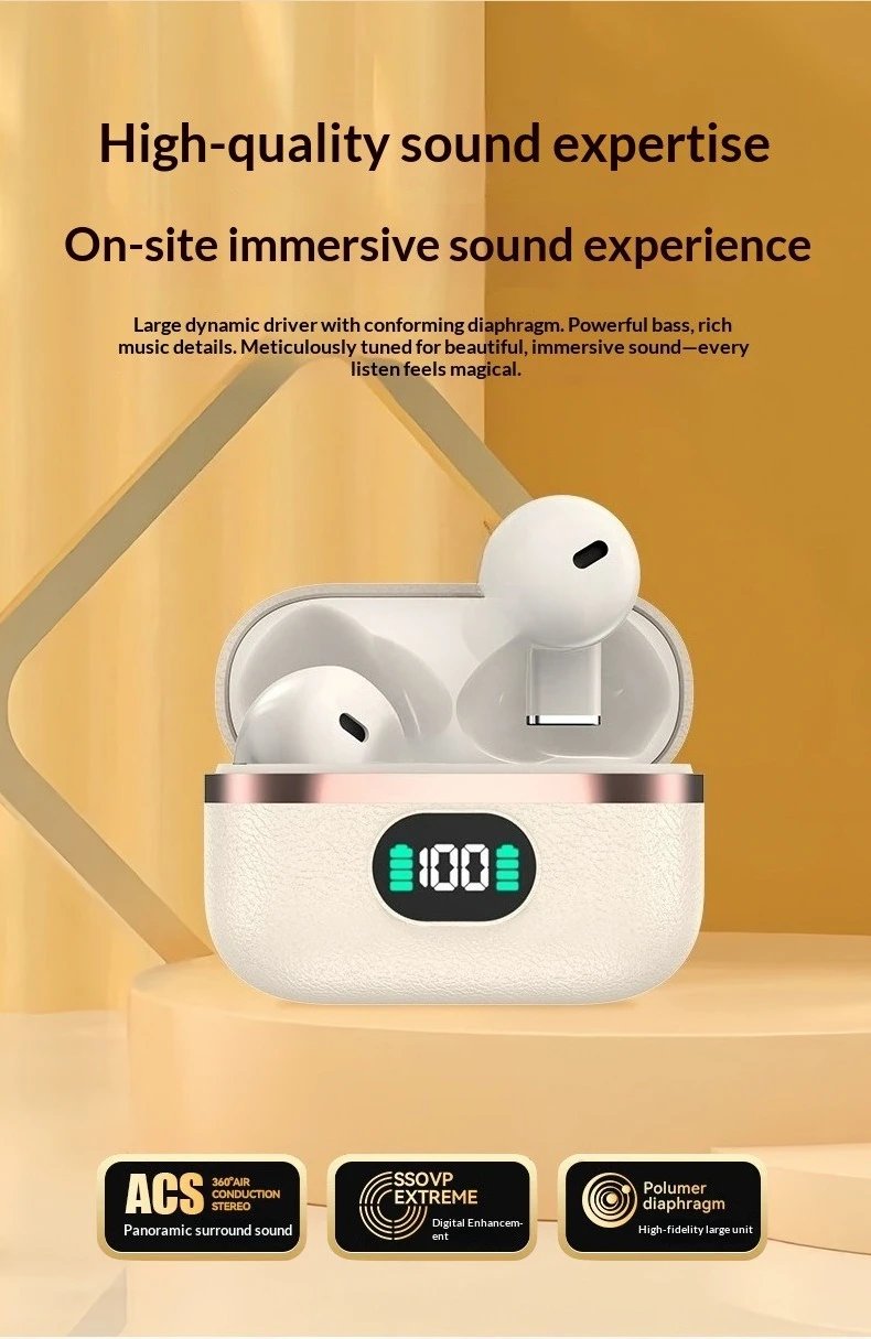 Bluetooth 5.4 Wireless Earbuds Semi-in-ear TWS Earphones Design Endurance Battery Mic Ideal Companion for Active Lifestyles