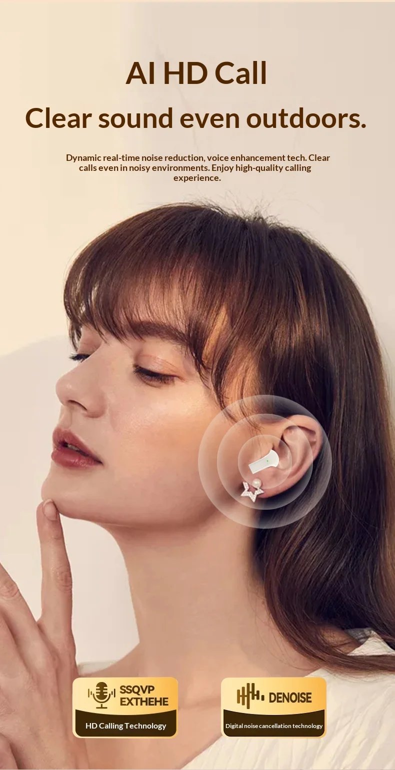 Bluetooth 5.4 Wireless Earbuds Semi-in-ear TWS Earphones Design Endurance Battery Mic Ideal Companion for Active Lifestyles