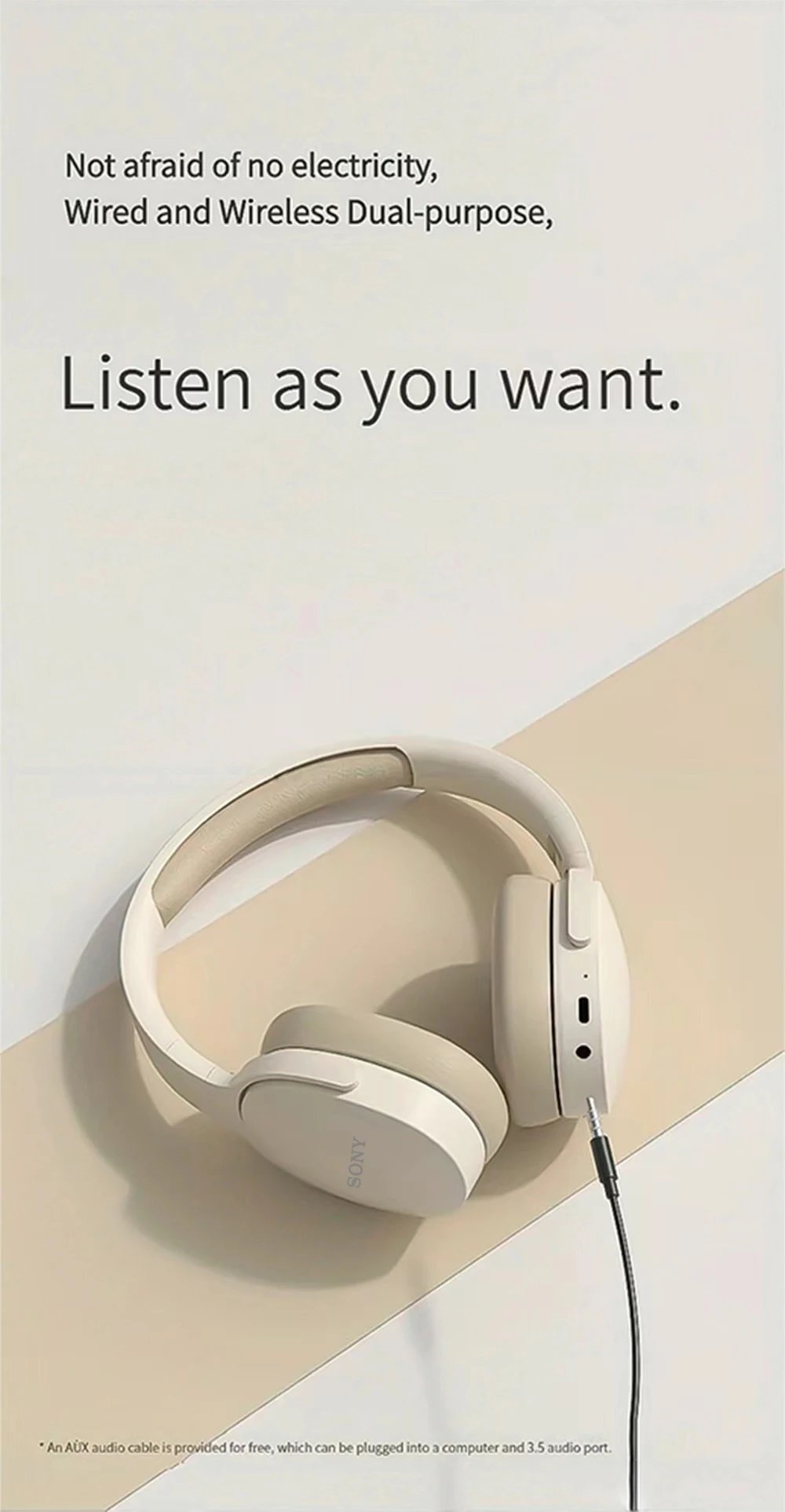 SONY P2961 Wireless Headphones Bluetooth Foldable 9D HIFI Stereo Sound Headset Long Battery Life Heavy Bass Earphone