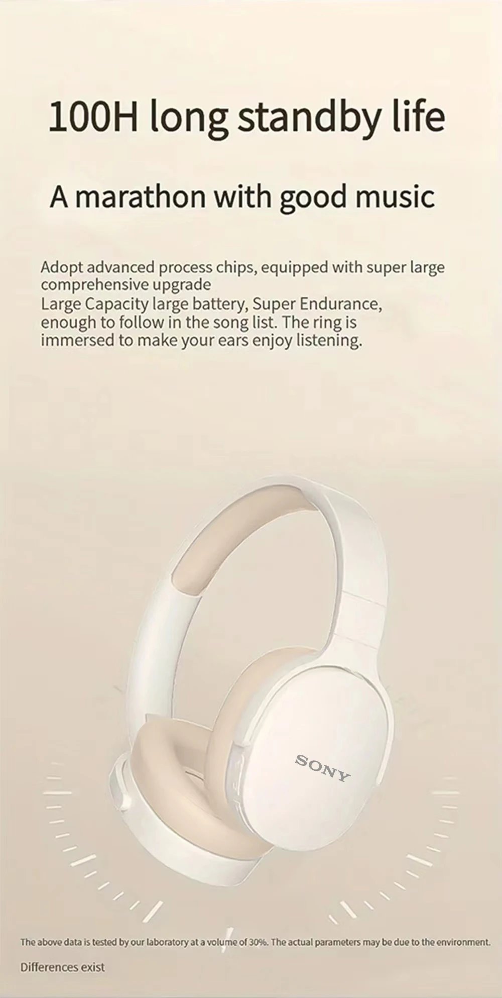SONY P2961 Wireless Headphones Bluetooth Foldable 9D HIFI Stereo Sound Headset Long Battery Life Heavy Bass Earphone
