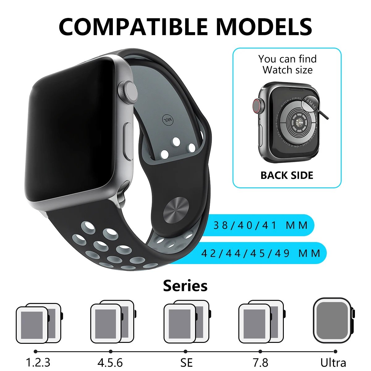 Silicone strap For Apple Watch bands 44 40mm 45 41mm 38mm 42mm belt bracelet for iWatch series se 9 8 7 6 5 3 ultra 2 band 49mm Silicone strap For Apple Watch bands 44 40mm 45 41mm 38mm 42mm belt bracelet for iWatch series se 9 8 7 6 5 3 ultra 2 band 49mm