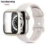 Glass+Cover+Strap For Apple Watch band 44mm 41mm 45mm 40mm 38mm 42mm Silicone bracelet iWatch serises 9 8 3 4 5 6 SE 7 watchbands - Image 3