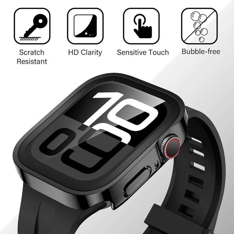 Glass+Case For Apple Watch 46mm 44mm 45mm 40mm 41mm 42mm straight edge Screen Protector Cover Case iWatch 10 9 8 7 SE 6 5 4 case Glass+Case For Apple Watch 46mm 44mm 45mm 40mm 41mm 42mm straight edge Screen Protector Cover Case iWatch 10 9 8 7 SE 6 5 4 case