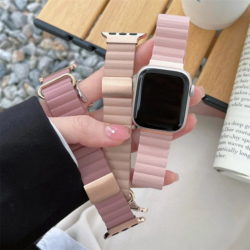 Leather Magnetic Strap for Apple Watch 10 Ultra Band 46mm 42mm 49/44mm 40mm 41mm 45mm Women Loop Bracelet iWatch Series 9 8 SE 7 Leather Magnetic Strap for Apple Watch 10 Ultra Band 46mm 42mm 49/44mm 40mm 41mm 45mm Women Loop Bracelet iWatch Series 9 8 SE 7