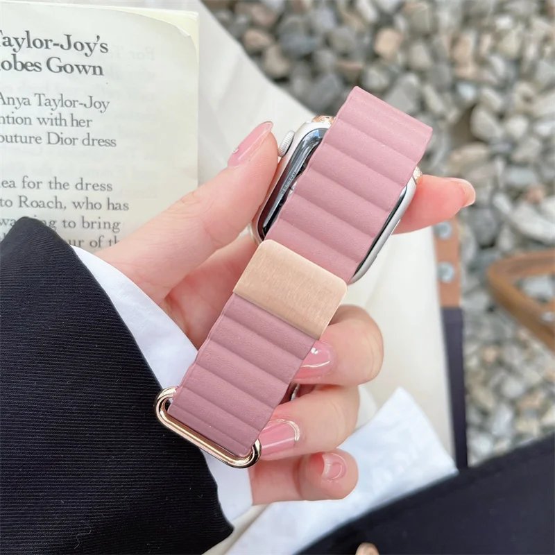 Leather Magnetic Strap for Apple Watch 10 Ultra Band 46mm 42mm 49/44mm 40mm 41mm 45mm Women Loop Bracelet iWatch Series 9 8 SE 7 Leather Magnetic Strap for Apple Watch 10 Ultra Band 46mm 42mm 49/44mm 40mm 41mm 45mm Women Loop Bracelet iWatch Series 9 8 SE 7