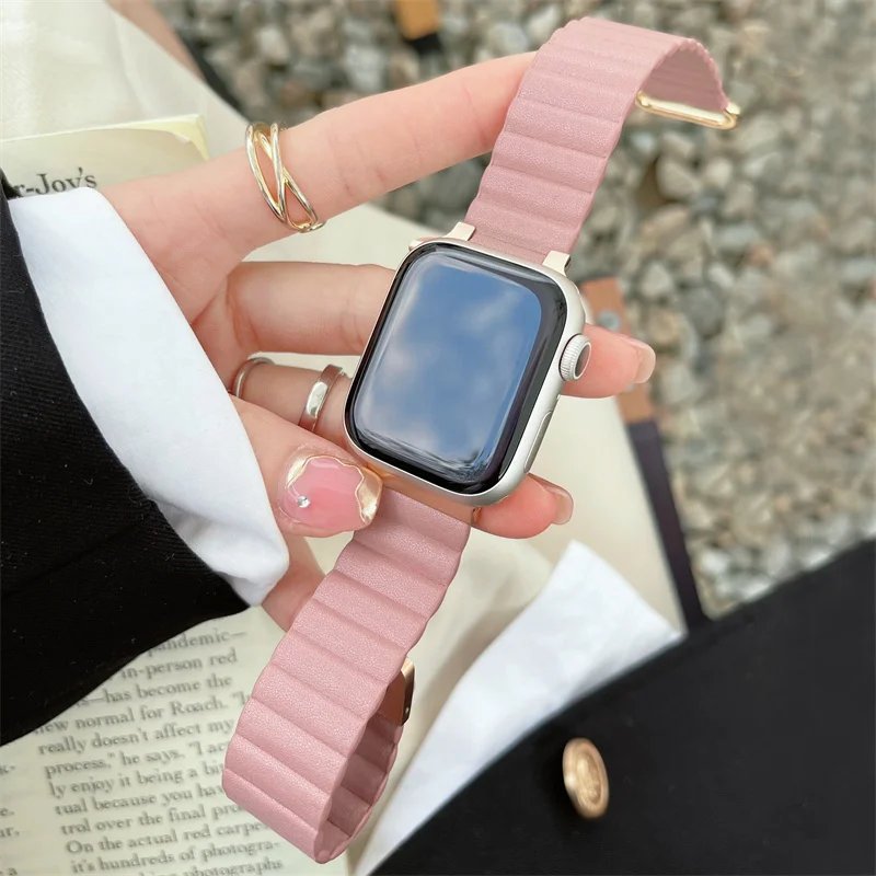 Leather Magnetic Strap for Apple Watch 10 Ultra Band 46mm 42mm 49/44mm 40mm 41mm 45mm Women Loop Bracelet iWatch Series 9 8 SE 7 Leather Magnetic Strap for Apple Watch 10 Ultra Band 46mm 42mm 49/44mm 40mm 41mm 45mm Women Loop Bracelet iWatch Series 9 8 SE 7