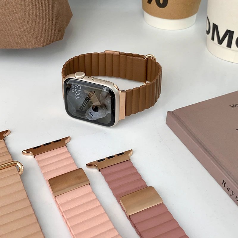 Leather Magnetic Strap for Apple Watch 10 Ultra Band 46mm 42mm 49/44mm 40mm 41mm 45mm Women Loop Bracelet iWatch Series 9 8 SE 7 Leather Magnetic Strap for Apple Watch 10 Ultra Band 46mm 42mm 49/44mm 40mm 41mm 45mm Women Loop Bracelet iWatch Series 9 8 SE 7