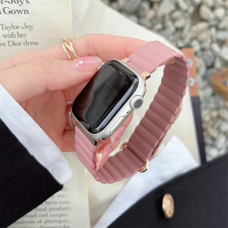 Leather Magnetic Strap for Apple Watch 10 Ultra Band 46mm 42mm 49/44mm 40mm 41mm 45mm Women Loop Bracelet iWatch Series 9 8 SE 7 Leather Magnetic Strap for Apple Watch 10 Ultra Band 46mm 42mm 49/44mm 40mm 41mm 45mm Women Loop Bracelet iWatch Series 9 8 SE 7