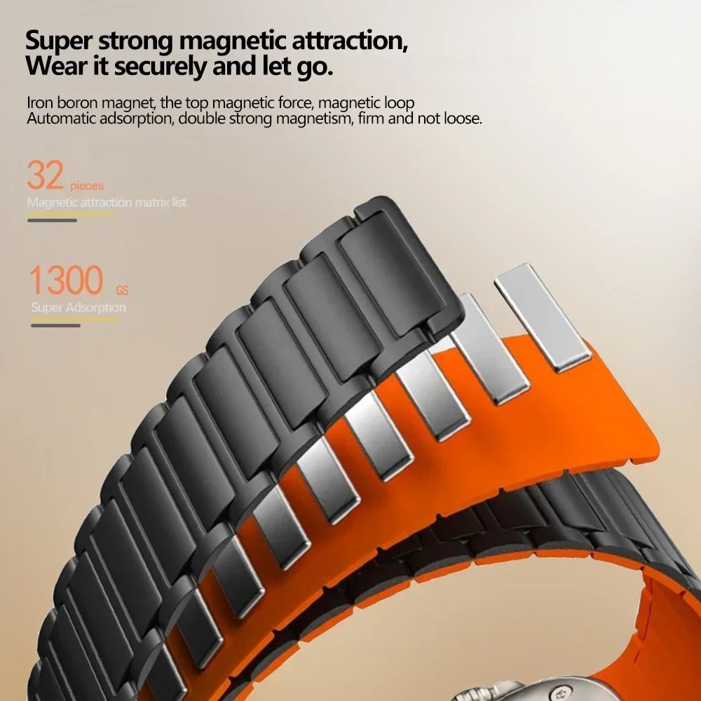 Magnetic Band for Apple Watch Ultra 3 49mm 46mm 42mm 45mm 44mm 40mm 41mm Silicone Strap iWatch Series 11 10 9 8 7 6 SE Bracelet