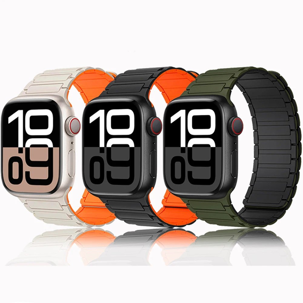 Magnetic Band for Apple Watch Ultra 3 49mm 46mm 42mm 45mm 44mm 40mm 41mm Silicone Strap iWatch Series 11 10 9 8 7 6 SE Bracelet