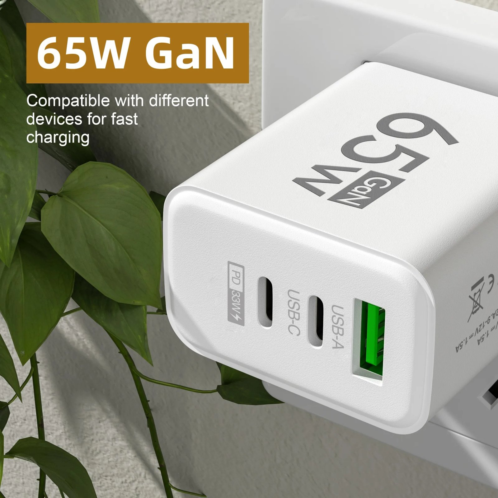 3 Ports PD 65W USB Fast Charge Charger Type C Mobile Phone Quick Charging Adapter For iPhone Samsung Xiaomi Oneplus Wall Charger