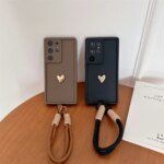 3D Gold Heart Love Wrist Strap Case For Samsung Galaxy S25 Ultra S23 S22 Plus S24 S21 FE Note 20 A56 A55 A36 A35 A26 A16 A15 5G - Image 2