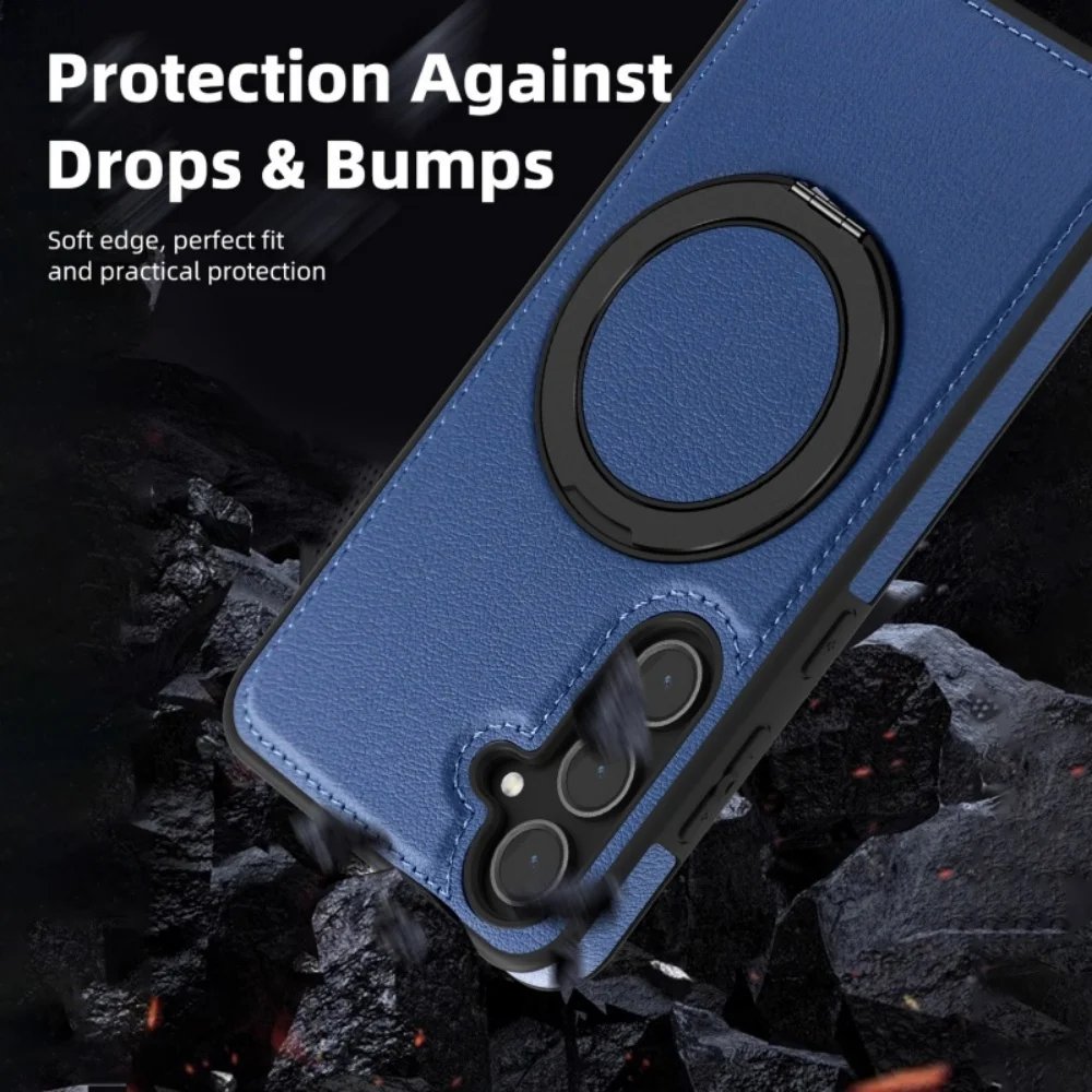 Luxury Leather Pattern Magnetic Stand Case Samsung Galaxy S25 S26 S24 S23 Ultra Plus S25 FE Solid Color Business Protection Case