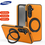 Luxury Leather Pattern Magnetic Stand Case Samsung Galaxy S25 S26 S24 S23 Ultra Plus S25 FE Solid Color Business Protection Case