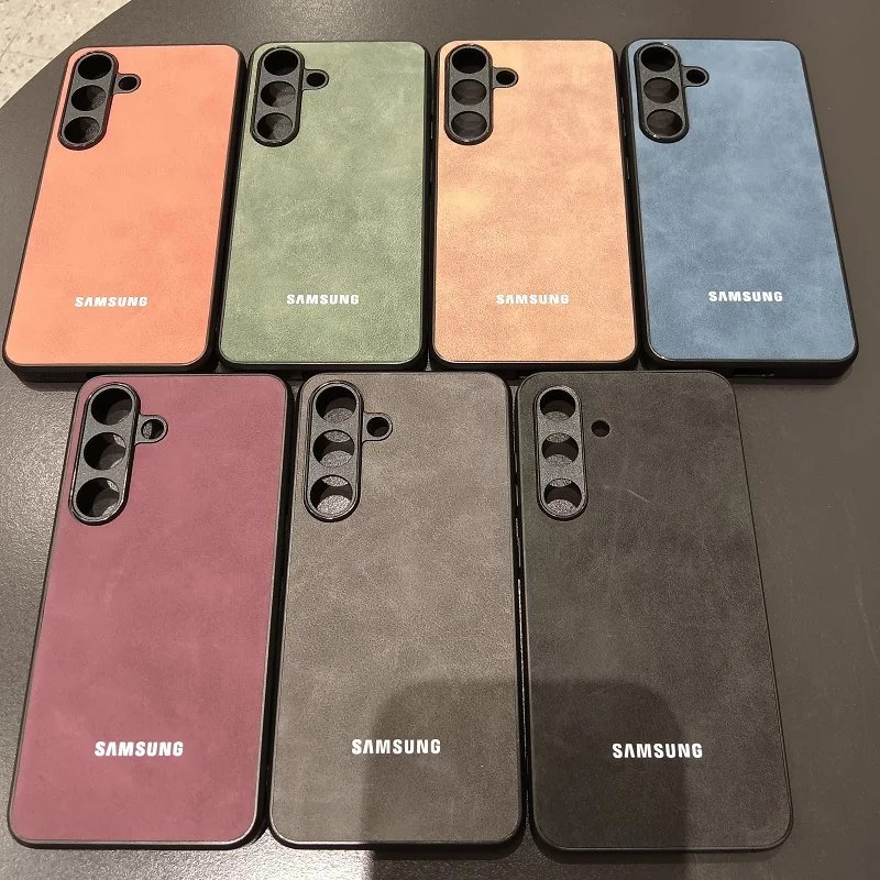 Samsung Galaxy A56 A55 A36 A35 A15 A25 A17 5G Case Luxury Sheepskin Leather Shell Plain Lambskin Cover Coque For Samsung A56