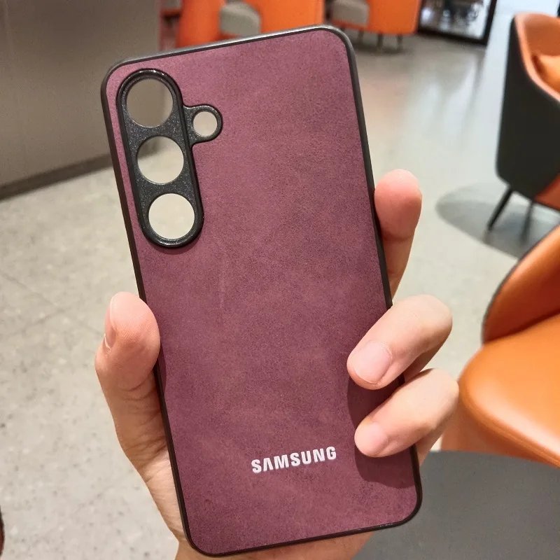 Samsung Galaxy A56 A55 A36 A35 A15 A25 A17 5G Case Luxury Sheepskin Leather Shell Plain Lambskin Cover Coque For Samsung A56